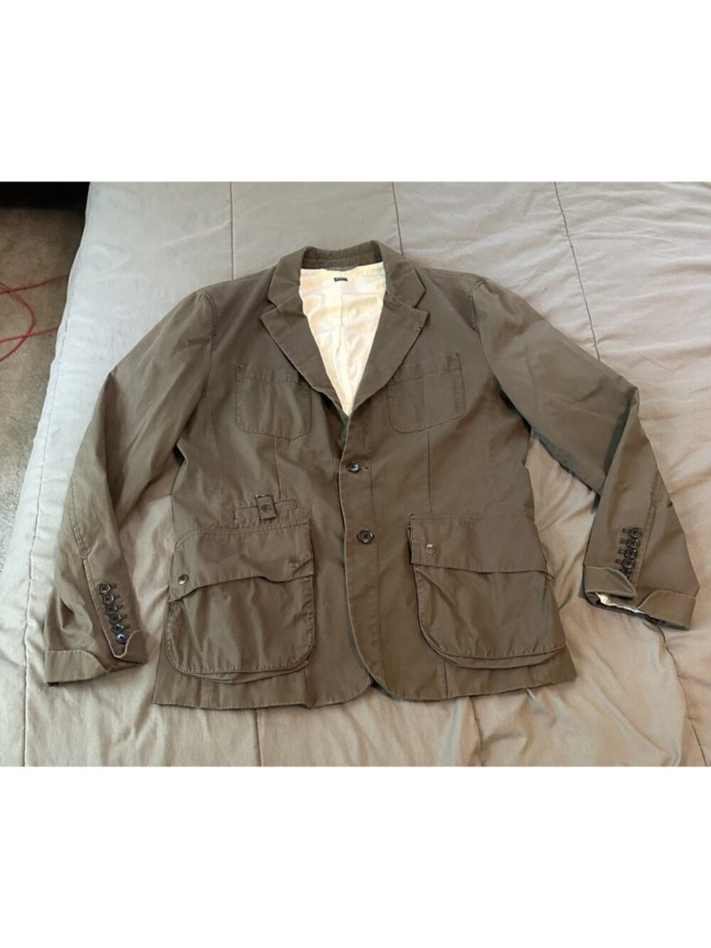 A|X Armani Exchange Utility Safari Field Jacket Blazer Mens L Taupe Cargo Pocket